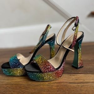 Betsy Johnson Rainbow Rhinestone Heels